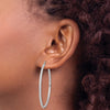 14K White Gold 2.25x52mm Polished Knife-Edge Tube Hoop Earrings