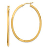 14K 3x51mm Large Knife-Edge Oval Hoop Earrings