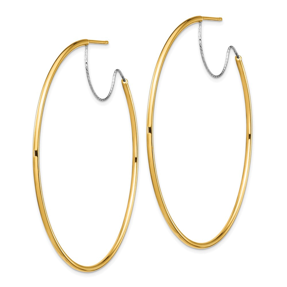 1.5mm Gold Two-tone Tube C-hoop Post Earrings