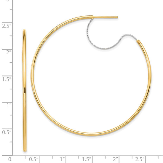 1.5mm Gold Two-tone Tube C-hoop Post Earrings