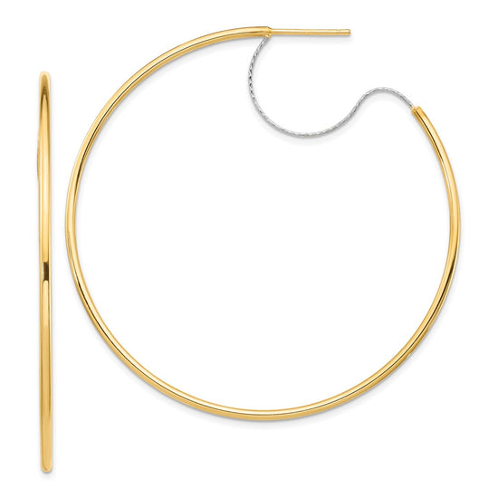 1.5mm Gold Two-tone Tube C-hoop Post Earrings