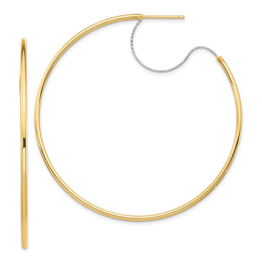 1.5mm Gold Two-tone Tube C-hoop Post Earrings