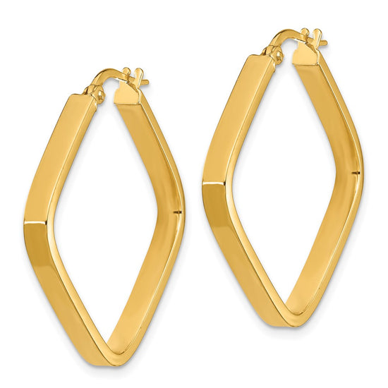Gold Polished Square Shape Hoop Earrings