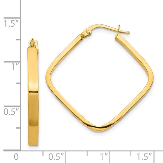 Gold Polished Square Shape Hoop Earrings