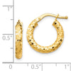 14K 3x17mm Diamond-cut Tube Hoop Earrings