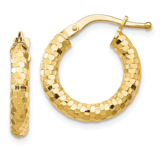 Gold Diamond-Cut Hoop Earrings