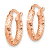 14k Rose Gold 3x17mm Diamond-cut Tube Hoop Earrings