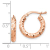 14k Rose Gold 3x17mm Diamond-cut Tube Hoop Earrings