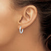 14k White Gold 3x17mm Diamond-cut Tube Hoop Earrings