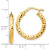 14K 3x22mm Diamond-cut Tube Hoop Earrings