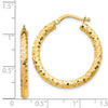 14K 3x27mm Diamond-cut Tube Hoop Earrings