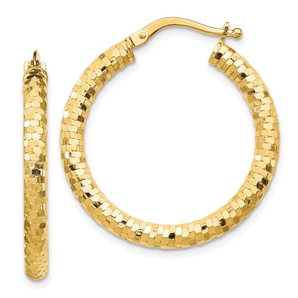 Gold Diamond-Cut Hoop Earrings