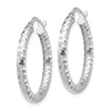 14k White Gold 3x27mm Diamond-cut Tube Hoop Earrings