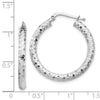 14k White Gold 3x27mm Diamond-cut Tube Hoop Earrings