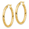 14K 3x32mm Diamond-cut Tube Hoop Earrings