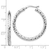 14k White Gold 3x32mm Diamond-cut Tube Hoop Earrings