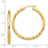 14K 3x38mm Diamond-cut Tube Hoop Earrings