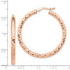 14k Rose Gold 3x38mm Diamond-cut Tube Hoop Earrings