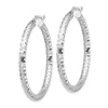 14k White Gold 3x38mm Diamond-cut Tube Hoop Earrings