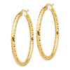 14K 3x44mm Diamond-cut Tube Hoop Earrings