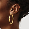 14K 3x44mm Diamond-cut Tube Hoop Earrings