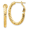 14K 3x26mm Diamond-cut Oval Omega Back Tube Hoop Earrings