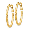 14K 3x37mm Diamond-cut Oval Omega Back Tube Hoop Earrings