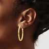 Gold Polished and Textured Omega Back Hoop Earrings
