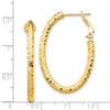 14K 3x37mm Diamond-cut Oval Omega Back Tube Hoop Earrings