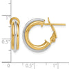TWo-tone Gold ROund Tube Omega Back Hoop Earrings