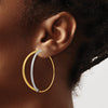 14K and White Rhodium Large Diamond-Cut Oval Dangle Threader Earrings