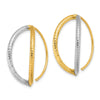 14K and White Rhodium Diamond-Cut Oval Dangle Threader Earrings