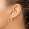 14K and White Rhodium Diamond-Cut Oval Dangle Threader Earrings