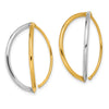 14K and White Rhodium Oval Dangle Threader Earrings