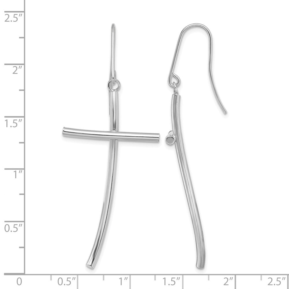 Gold Cross Dangle Shepard Hook Earrings