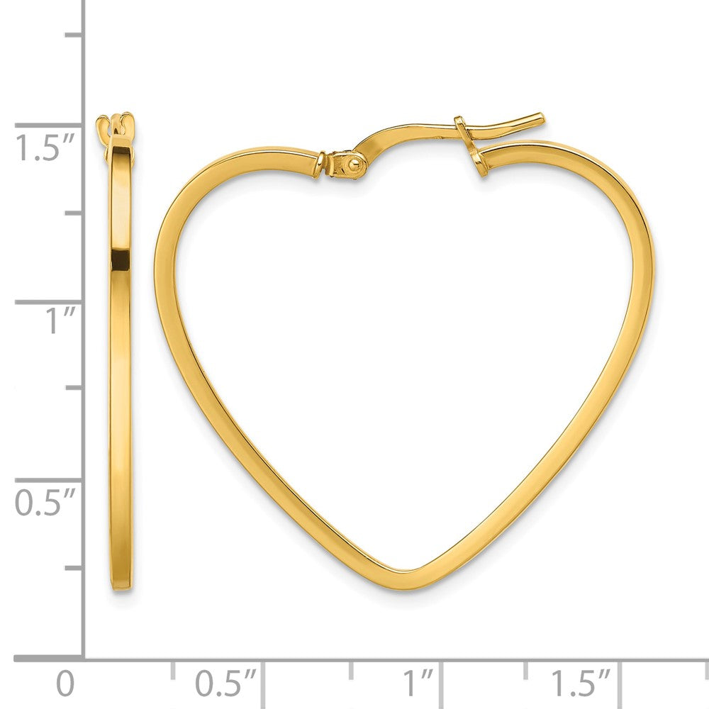 Gold Heart Shaped Square Tube Hoop Earrings