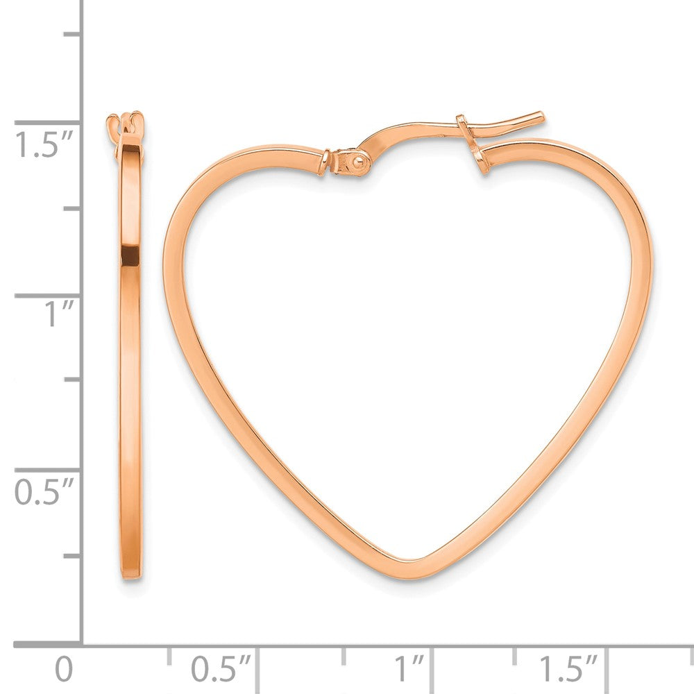 Gold Heart Shaped Square Tube Hoop Earrings