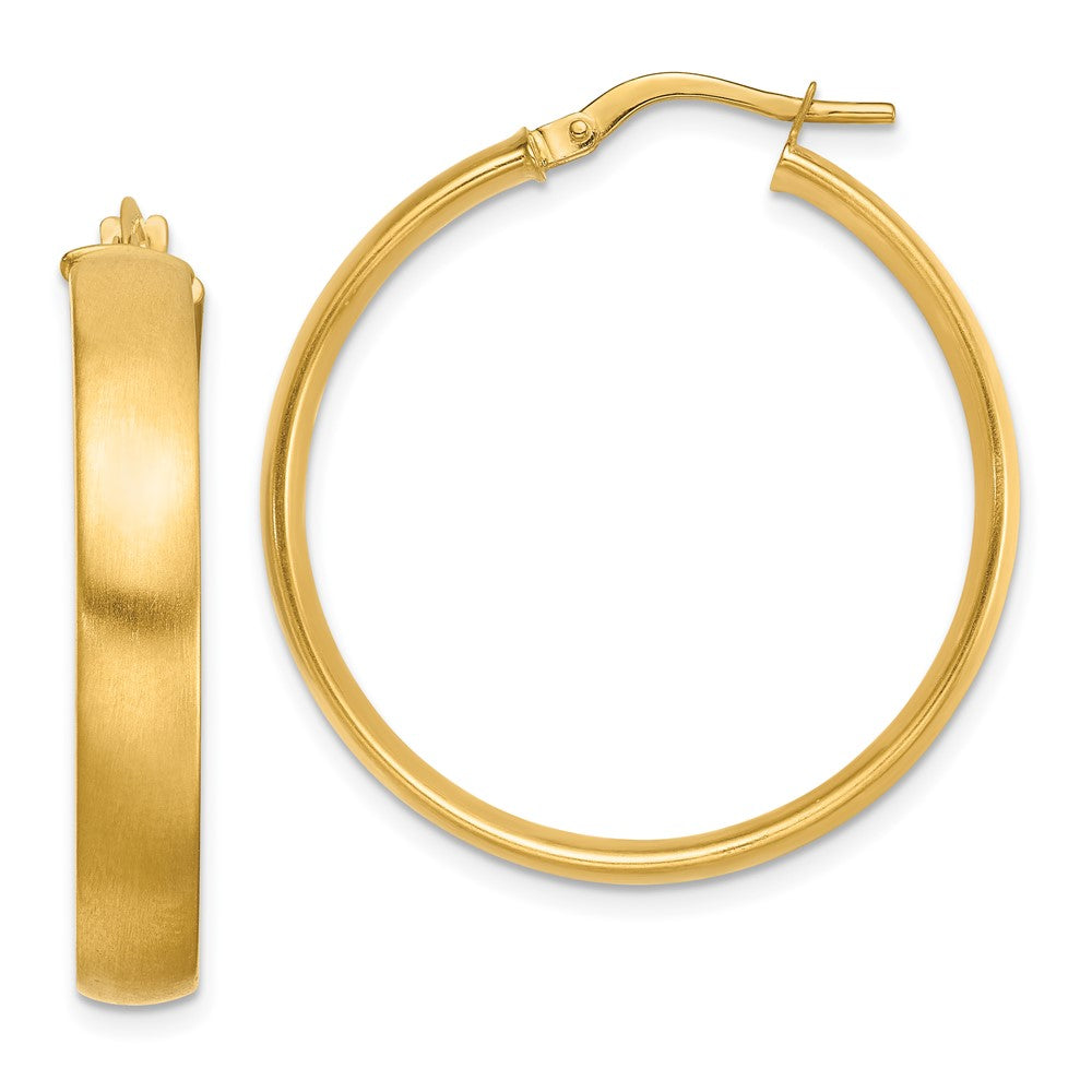 14K 5x31mm Satin Tube Hoop Earrings