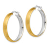 14K with White Rhodium Large 5mm Polished & Satin Hoop Earrings