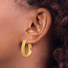 14K 4.85x23mm Satin and Polished Teardrop Tube Hoop Earrings