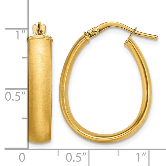 5mm Gold Satin Oval Tube Hoop Earrings