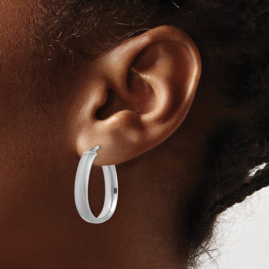 5mm Gold Satin Oval Tube Hoop Earrings