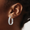 14K White Gold 4.85x23mm Satin and Polished Teardrop Tube Hoop Earrings