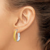 14K and White Rhodium 4.85x23mm Satin and Polished Teardrop Tube Hoop Earrings