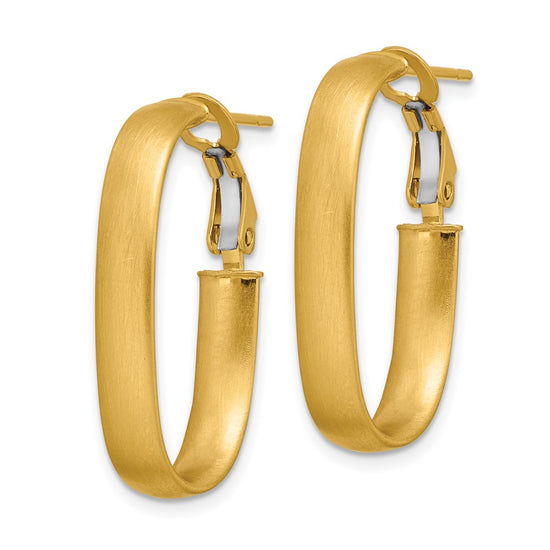 Gold Half Round Tube Oval Omega Back Hoop Earrings
