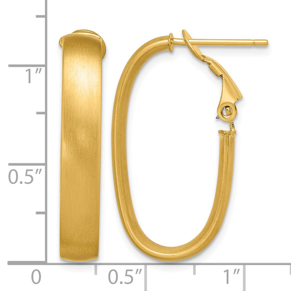 Gold Half Round Tube Oval Omega Back Hoop Earrings