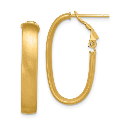 Gold Half Round Tube Oval Omega Back Hoop Earrings