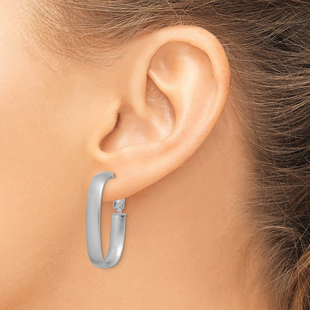 Gold Half Round Tube Oval Omega Back Hoop Earrings