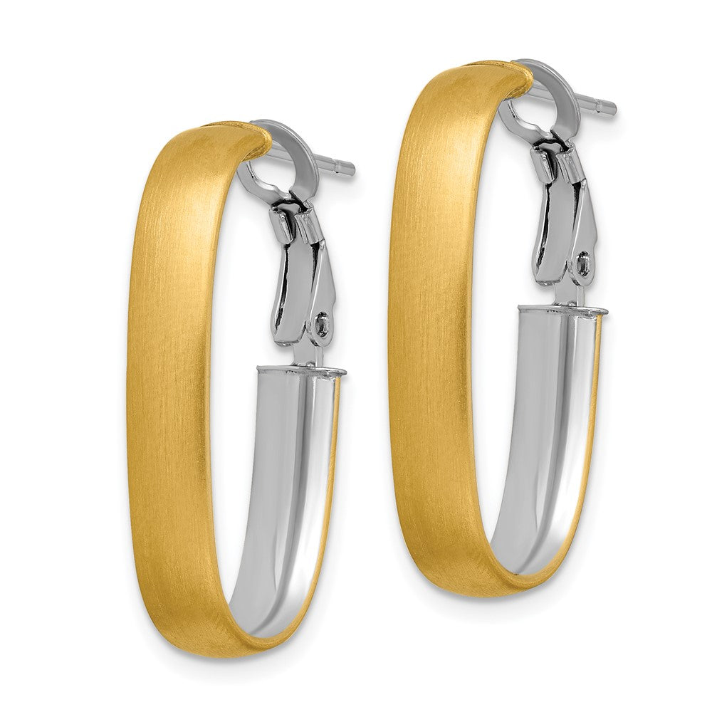 Gold Half Round Tube Oval Omega Back Hoop Earrings