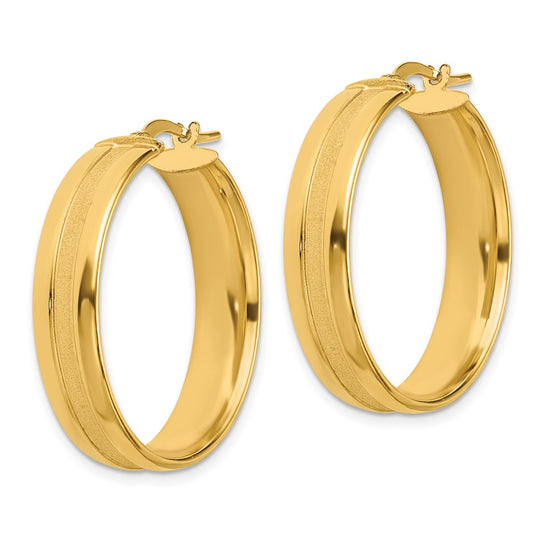 14K 30mm Satin and Polished Hoop Earrings